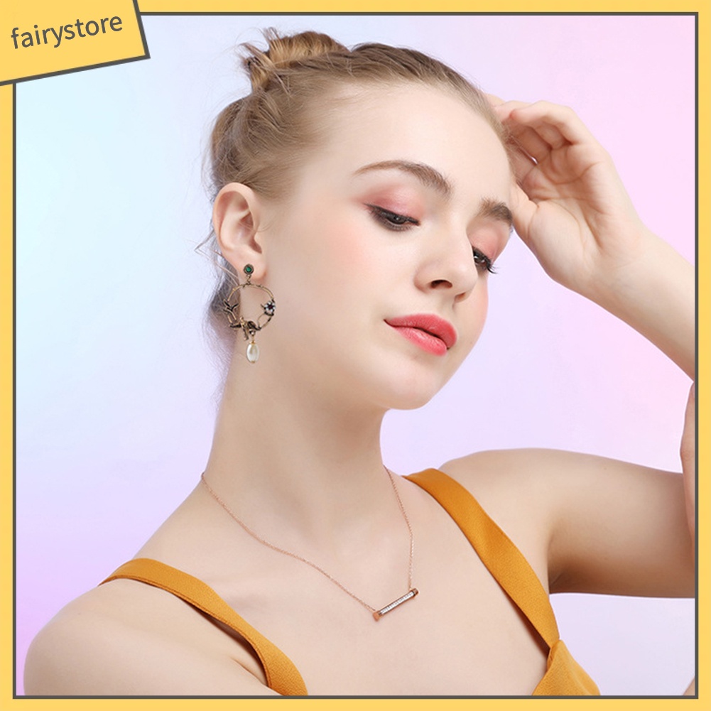 Bông Tai Hình Hoa / Chim Đính Ngọc Trai Giả Phong Cách Retro Dành Cho Nữ