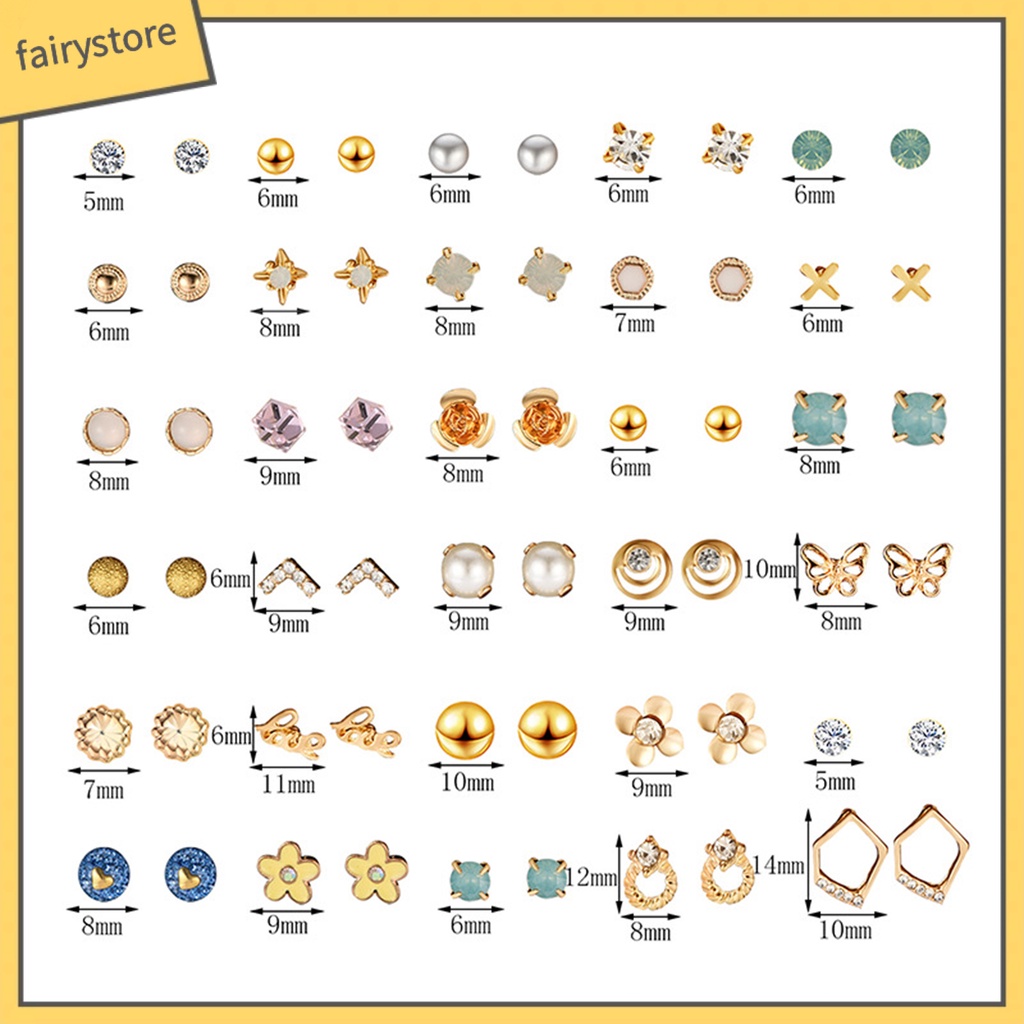 Bộ 30 Đôi Khuyên Tai Tròn / Trái Tim / Bướm / Chữ Cái Thời Trang Cho Nữ