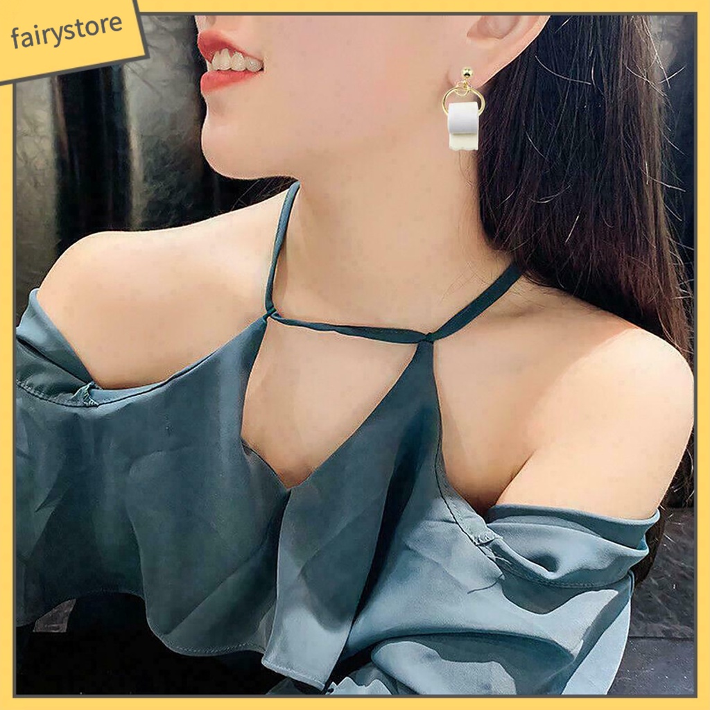 [FRO] Khuyên Tai Thả Hình Cuộn Toilet Bằng Giả Da Tinh Tế Cho Nữ Cuộc Sống Hàng Ngày