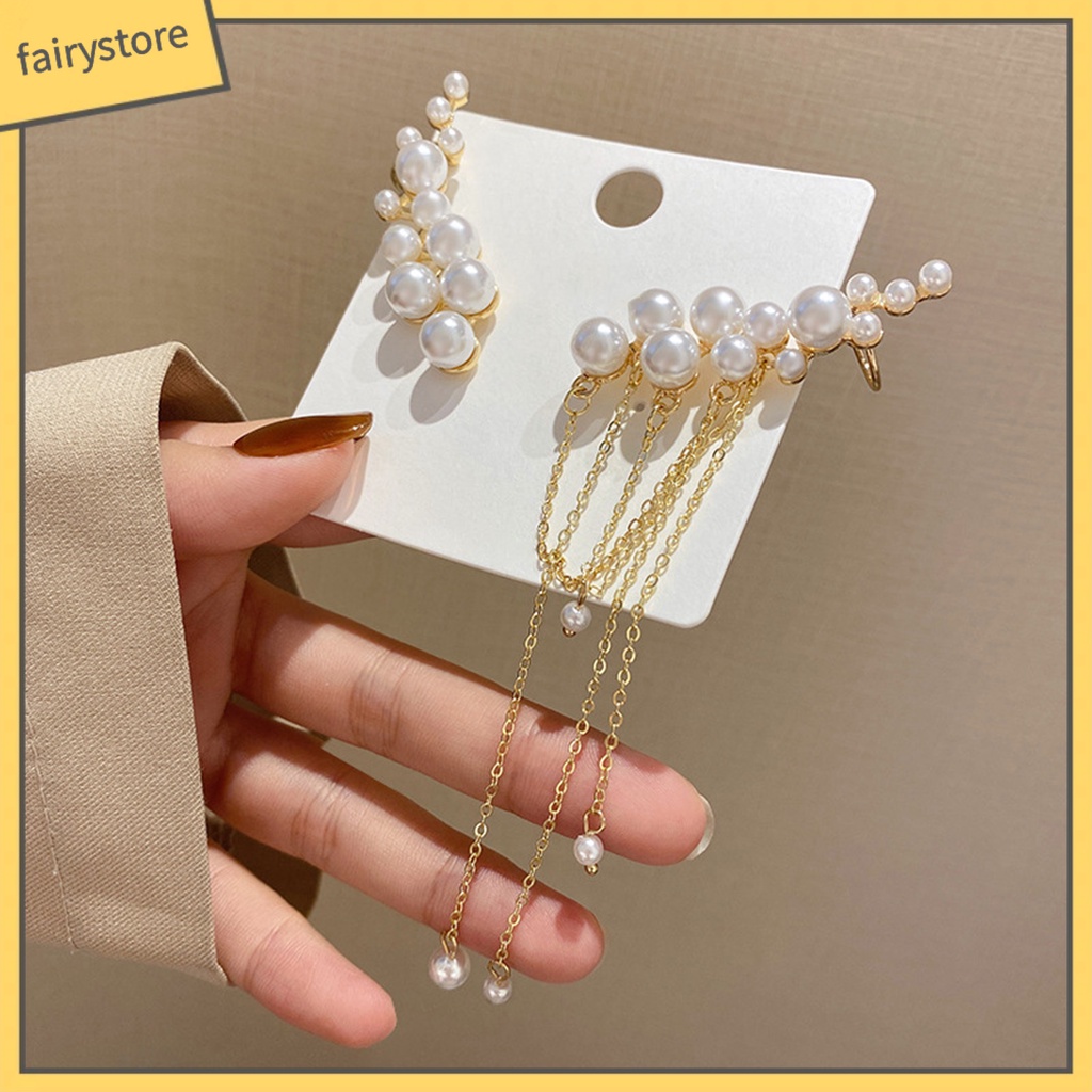 1 Đôi Bông Tai Dáng Dài Đính Ngọc Trai Nhân Tạo Thời Trang