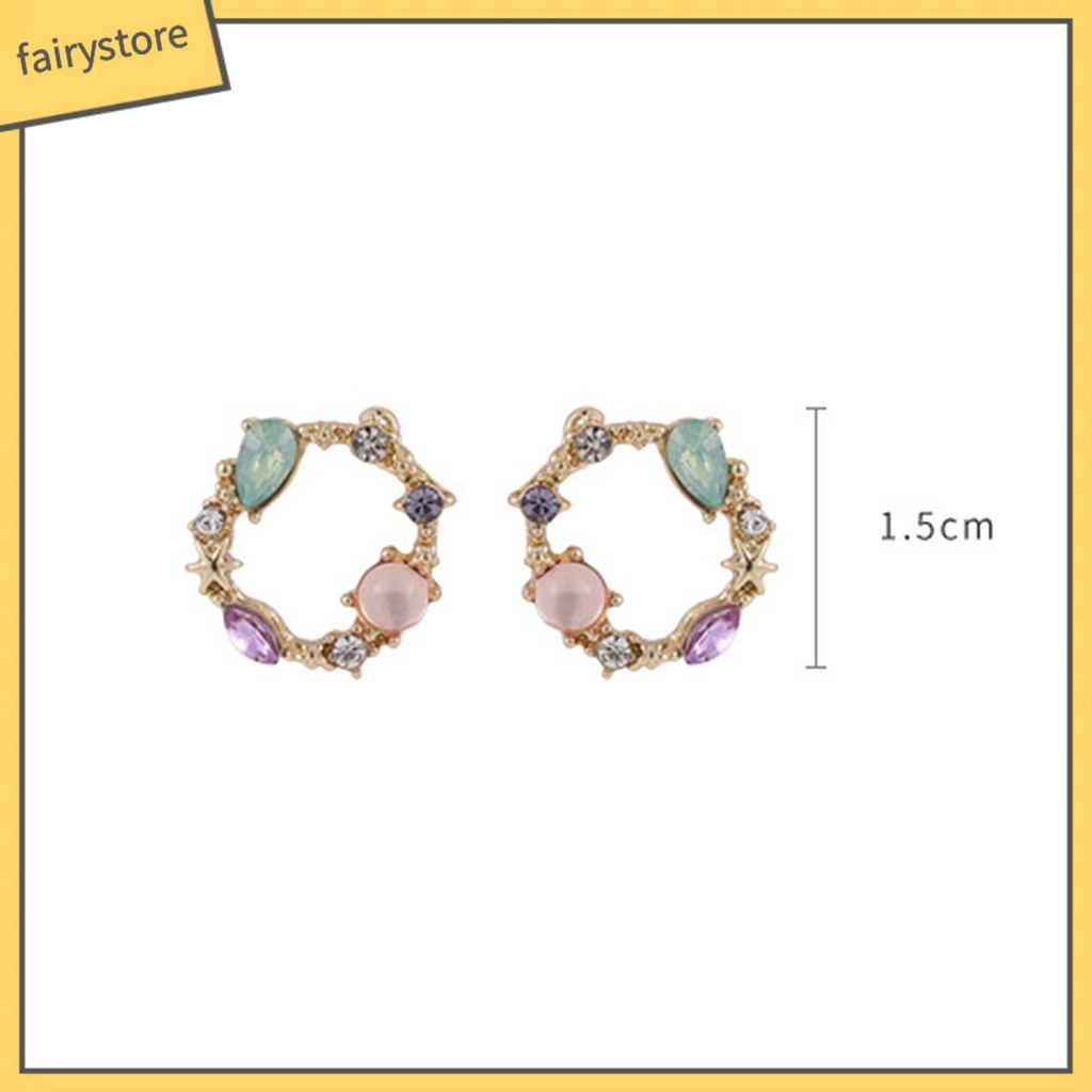 1 Đôi Bông Tai Hình Học Bằng Hợp Kim Đính Đá Tinh Xảo Cho Cuộc Sống Hàng Ngày