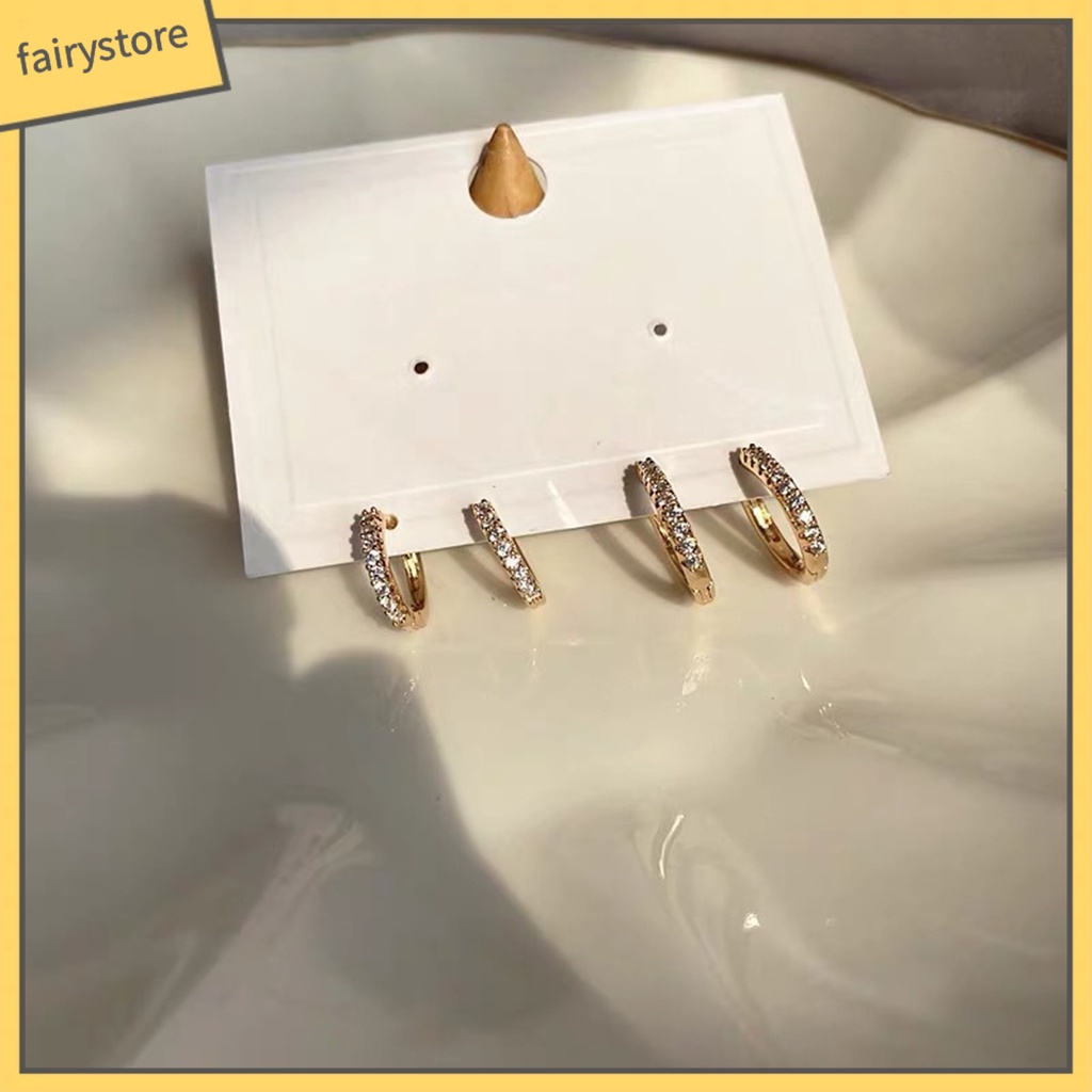 Khuyên Tai Tròn Đính Đá Mini Đơn Giản Dành Cho Nữ