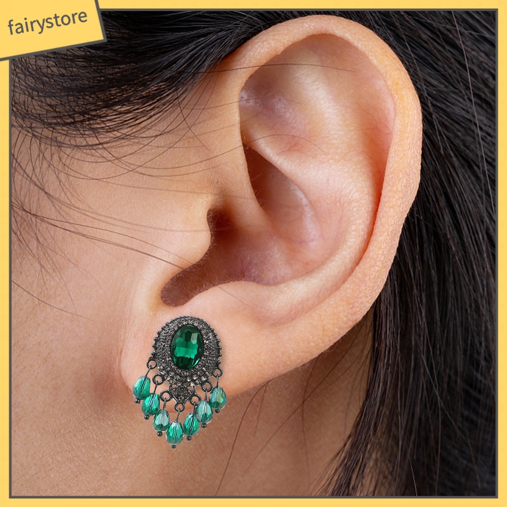 Bông Tai Đính Đá Pha Lê Giả Lấp Lánh Thời Trang Cho Nữ