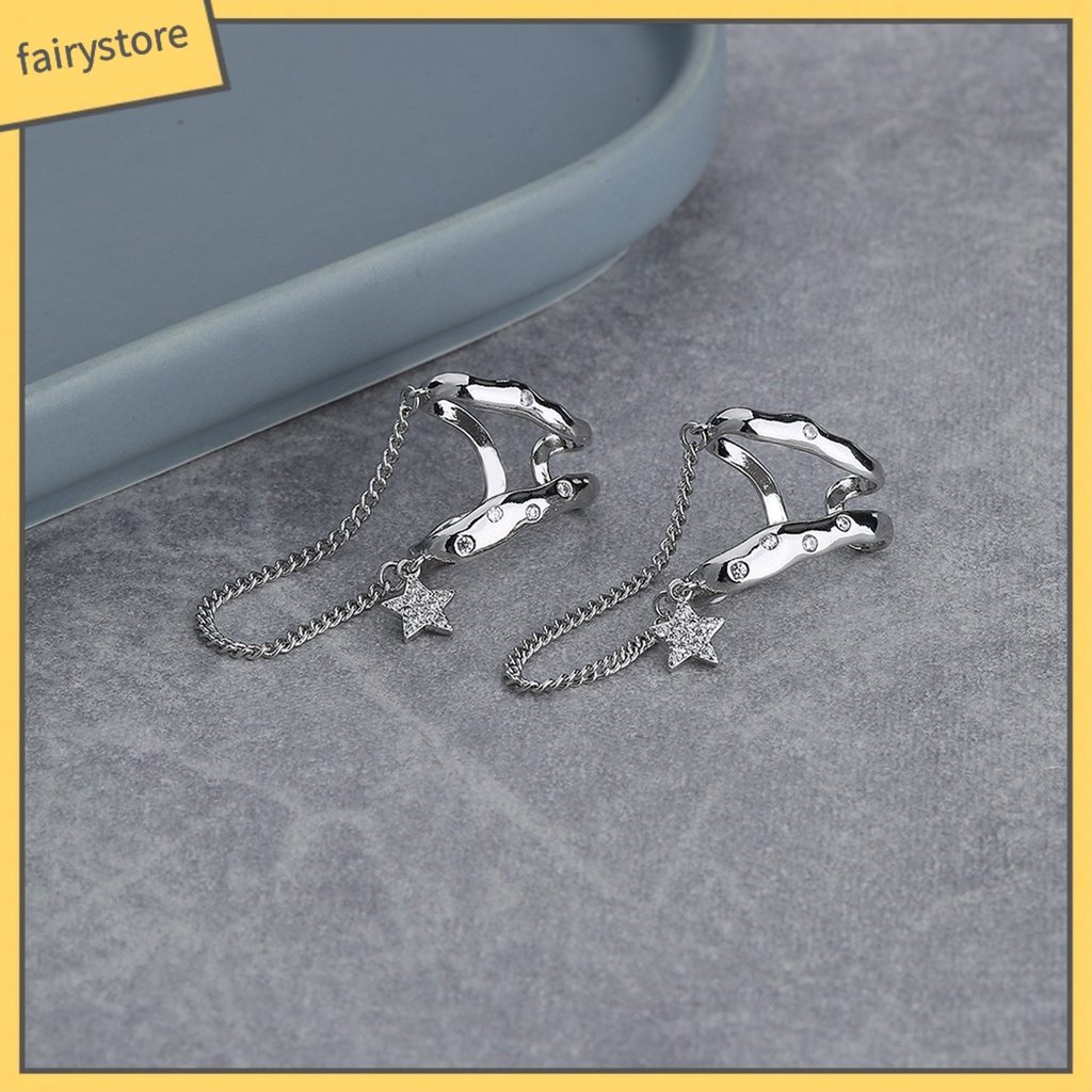 1 Khuyên Tai Dạng Kẹp Dây Xích Hở Trơn Màu Bằng Đồng Không Gỉ