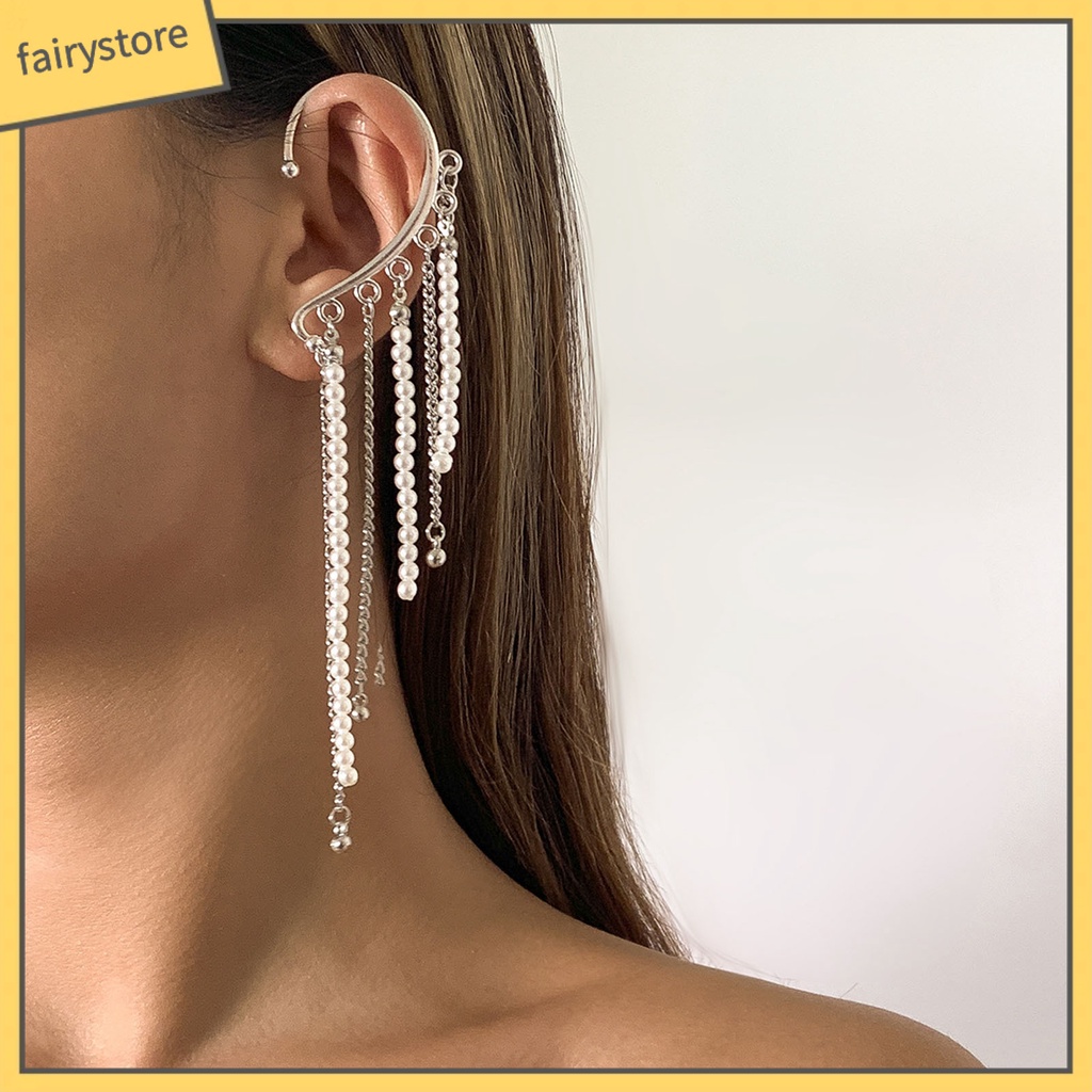 1 Khuyên Kẹp Vành Tai Tua Rua Phong Cách Vintage Tinh Tế Cho Đám Cưới