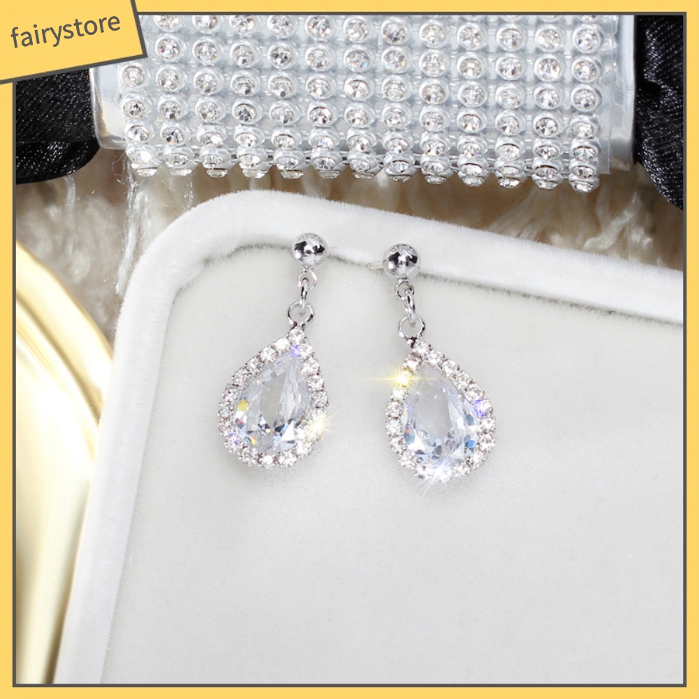 Đôi Khuyên Tai Hình Giọt Nước Đính Đá Thời Trang Cho Nữ