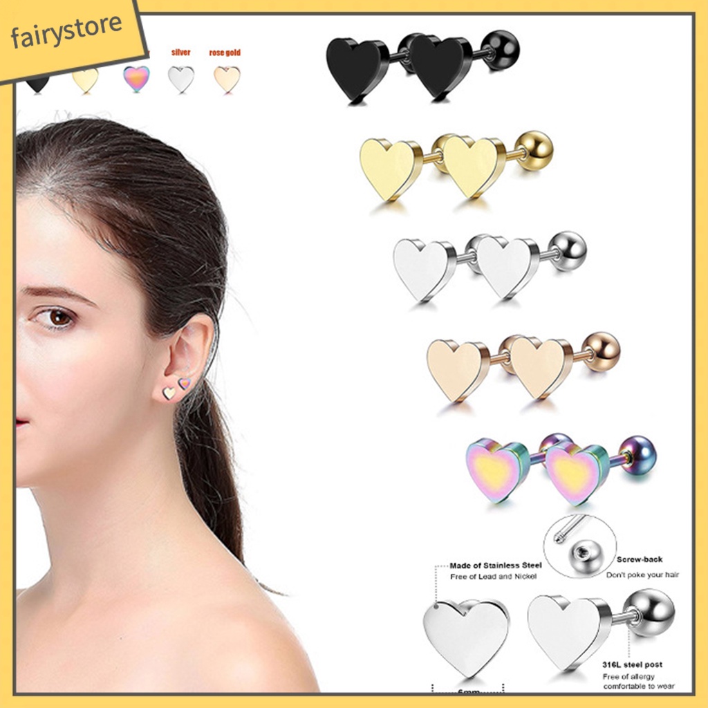 1 Khuyên Xỏ Sụn Tai Hình Trái Tim Mạ Điện Sáng Bóng Không Gây Dị Ứng Thoải Mái Thích Hợp Làm Quà Tặng Trang Sức Cho Nam Và Nữ