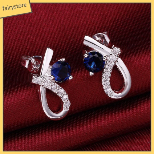 Khuyên Tai Mạ Bạc Đính Đá Zircon Thanh Lịch Cho Nữ