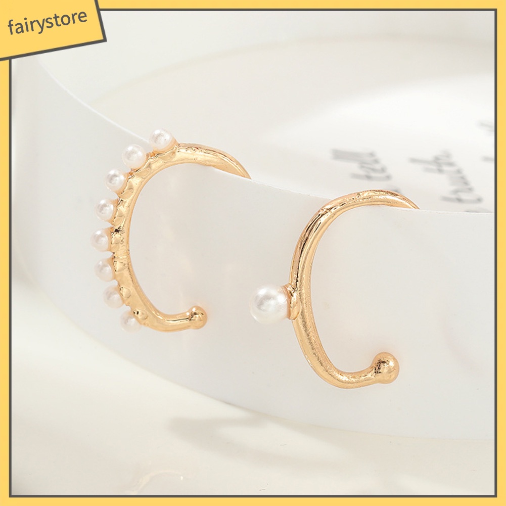 Khuyên Kẹp Vành Tai Đính Ngọc Trai Nhân Tạo Thời Trang