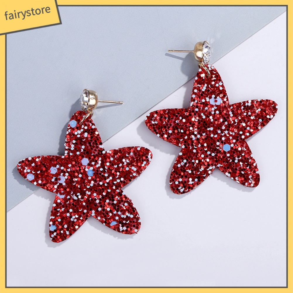 Khuyên Tai Hình Ngôi Sao Năm Cánh Đính Kim Sa Lấp Lánh