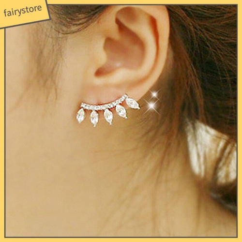 Bông Tai Mạ Bạc Hình Vương Miện Đính Đá Thời Trang