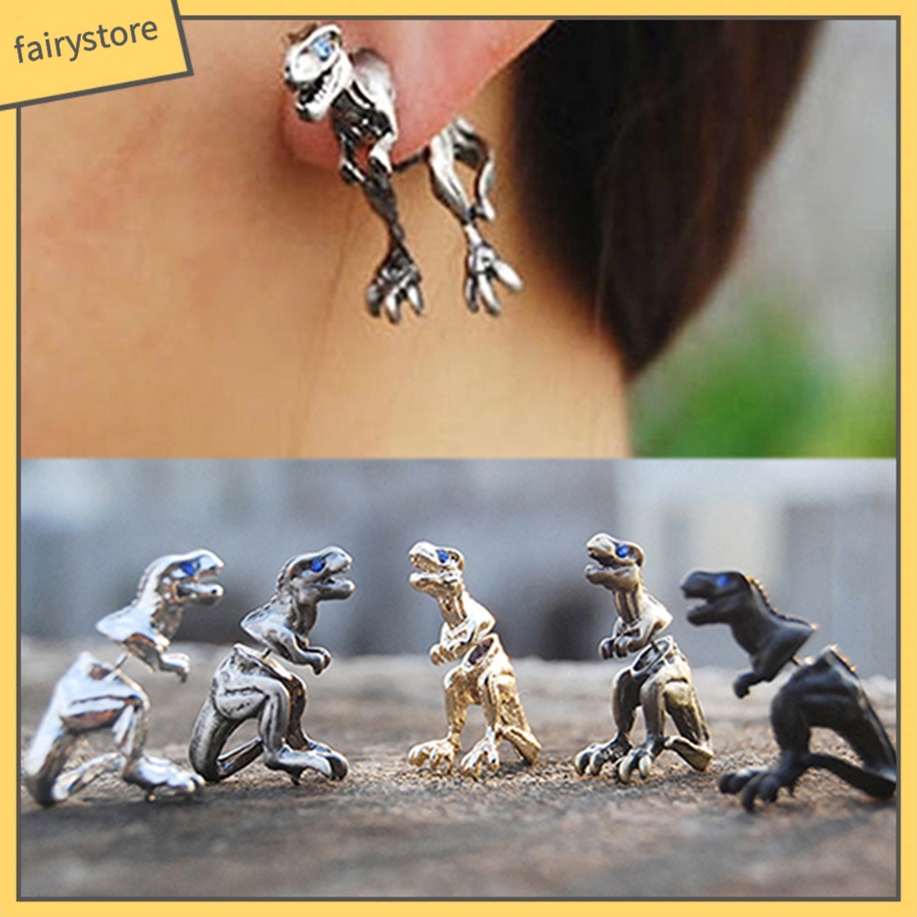 Bông Tai Hình Khủng Long 3D Bằng Hợp Kim Phong Cách Punk Dành Cho Nữ