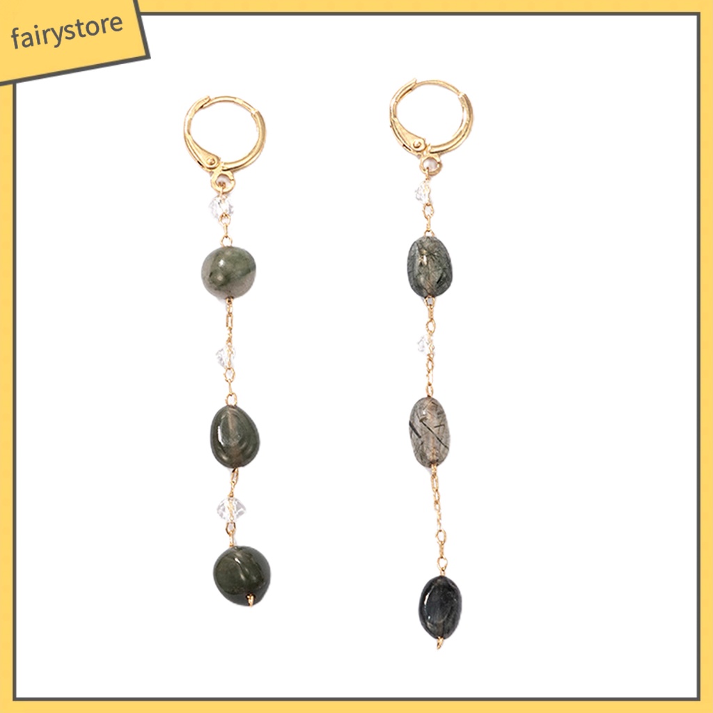 [FRO] 1 Đôi Bông Tai Lủng Lẳng Đính Đá Lấp Lánh Quyến Rũ Hiện Đại