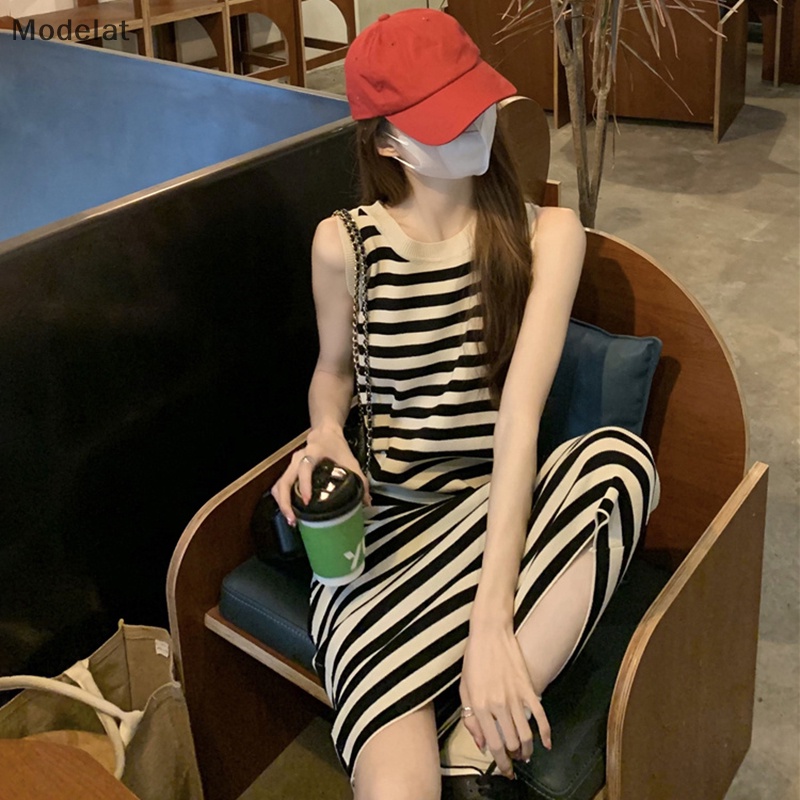 Mfc Đầm Không Tay Dáng Suông Họa Tiết Kẻ Sọc Phong Cách Hàn Quốc Cơ Bản Dành Cho Bạn Nữ WTD