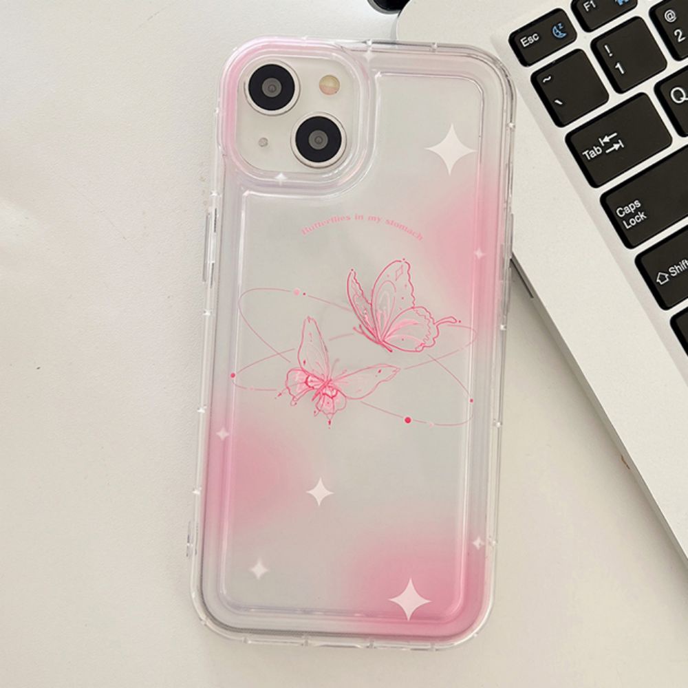 Ốp Điện Thoại TPU Mềm Bảo Vệ Chống Sốc In Hình Bướm Hồng Cho IPhone 11 14 13 12 Pro Max XS XR 7 8 Plus