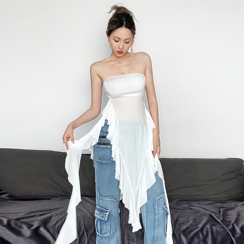 Klalien Áo Ống Nhún Bèo Kiểu Dáng Thời Trang Quyến Rũ Cho Nữ
