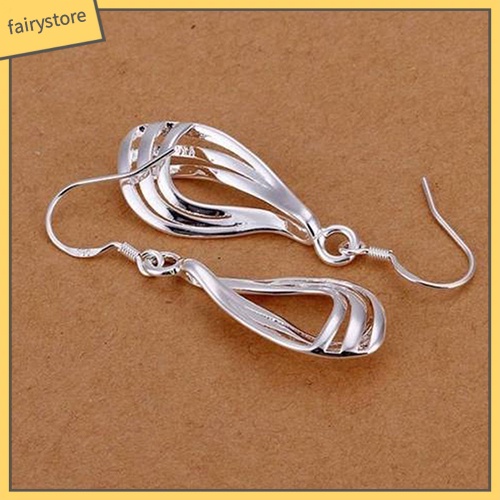 Bông Tai Mạ Bạc Hình Giọt Nước Thời Trang Dành Cho Nữ