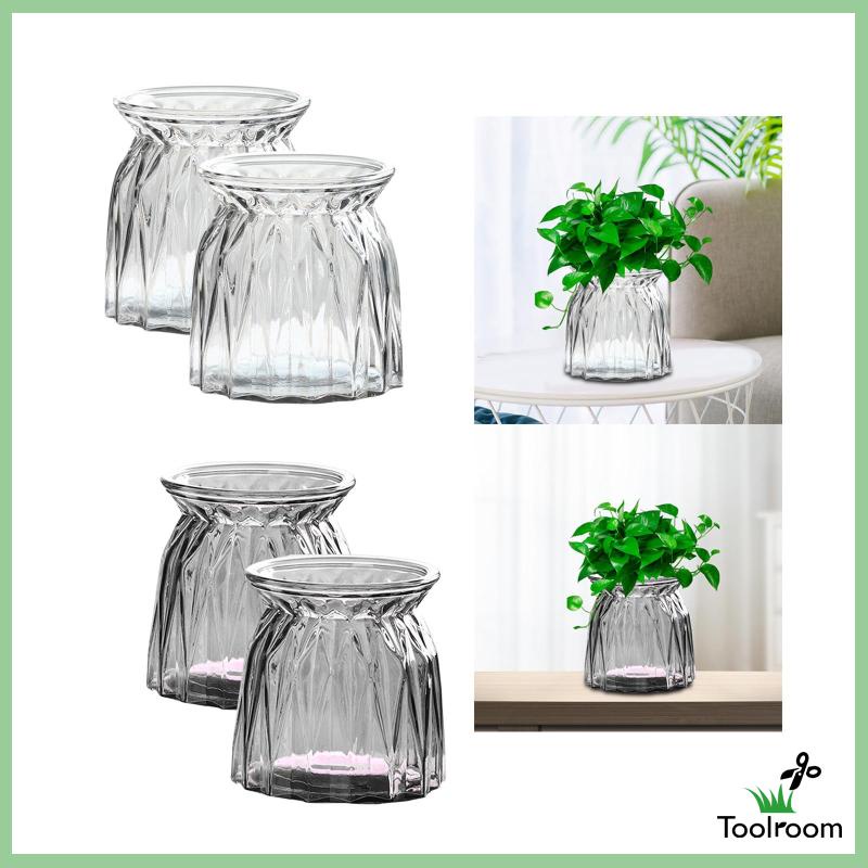 Bộ 2 Bình Hoa Bằng Kính Dùng Trang Trí Trong Nhà Hàng / Văn Phòng