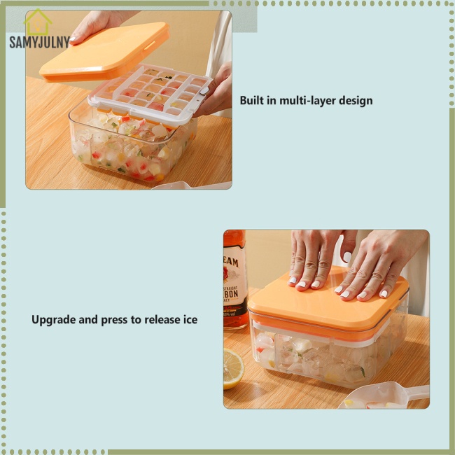 Khay Làm Đá Hai Lớp Dung Tích Lớn Có Nắp Dễ Tháo Gỡ Cho Cocktail / Whisky