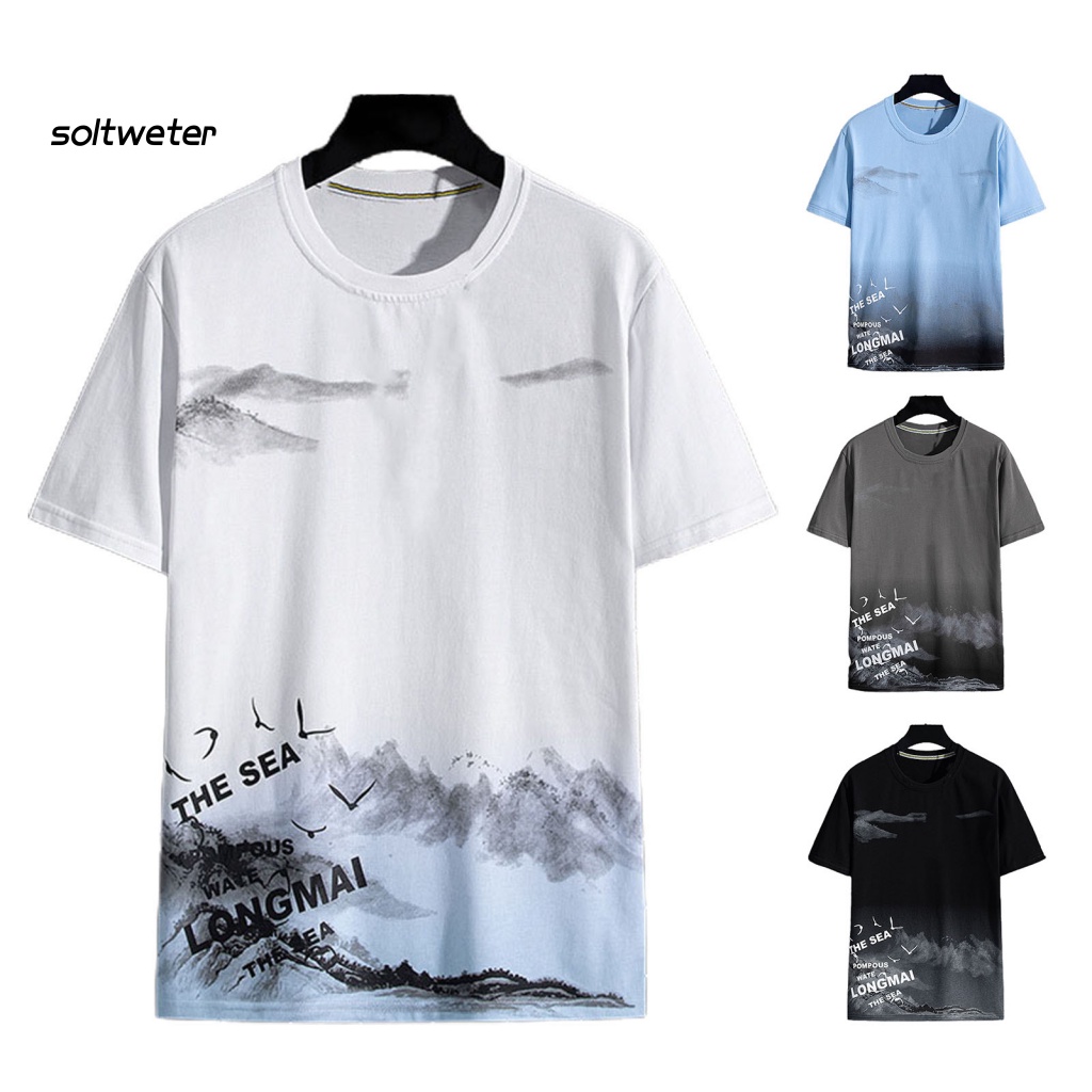 Áo Thun Tay Ngắn Cổ Tròn Dáng Rộng In Hình Cá Tính Trẻ Trung Cho Nam