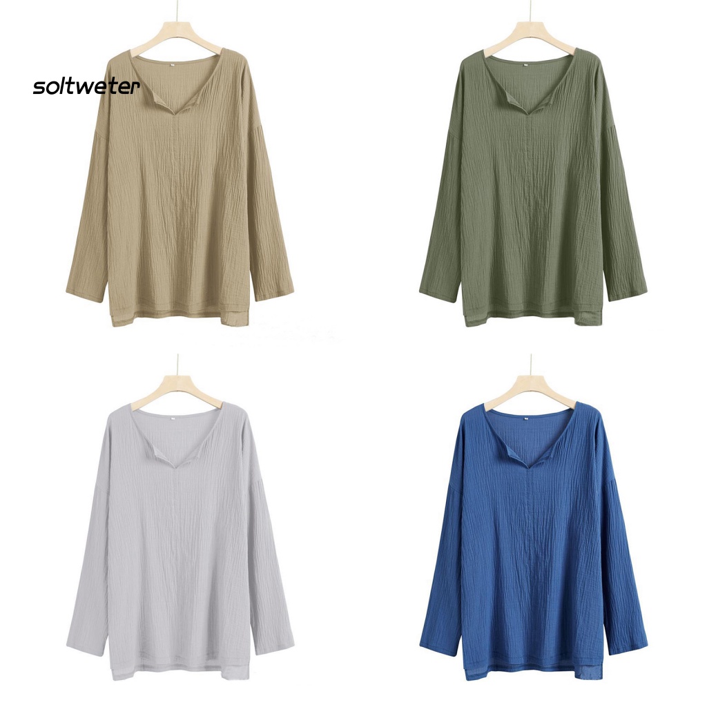 Áo Thun Mỏng Nhẹ Cổ Chữ V Tay Dài Màu Sắc Đơn Giản Thời Trang Cho Nam