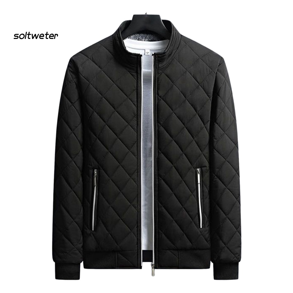 Áo Khoác Bomber Lót Cotton Màu Trơn Chống Lạnh Plus Size Cho Nam