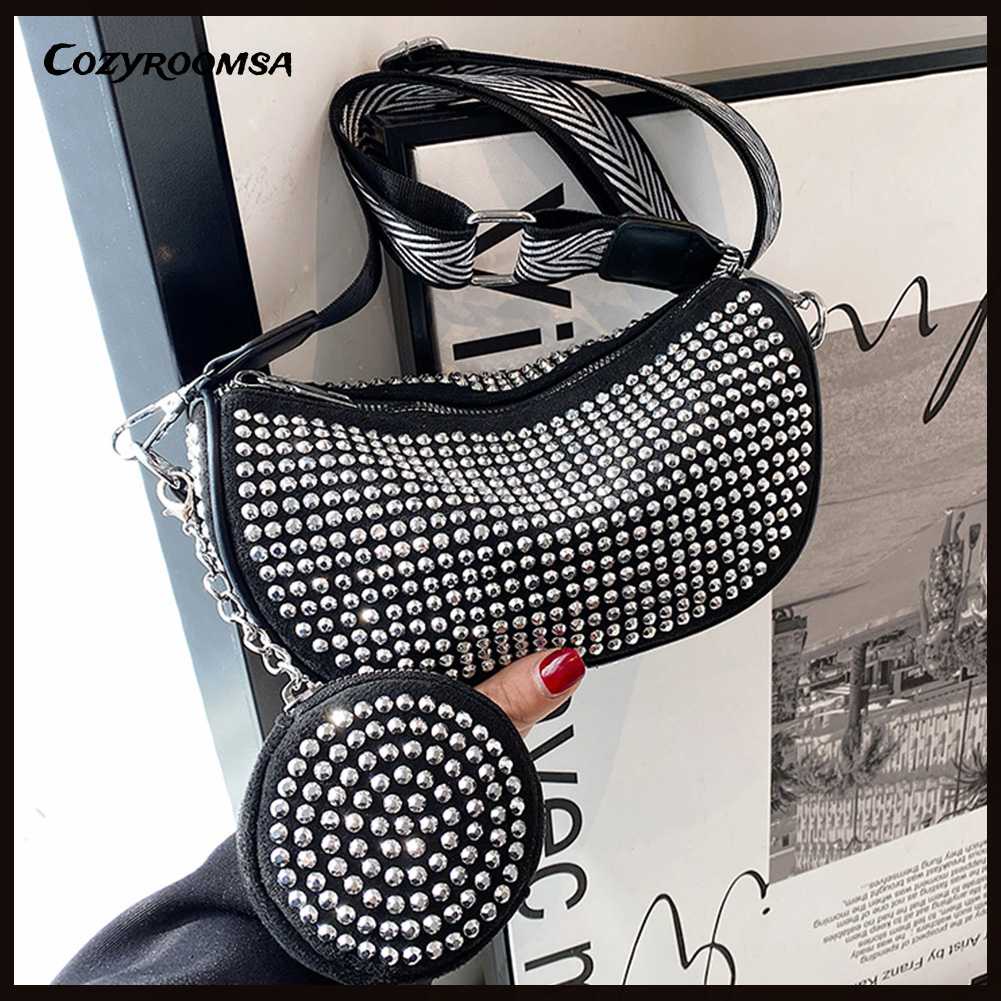 Túi Đeo Chéo Đính Đá Thiết Kế Đơn Giản Thời Trang Công Sở