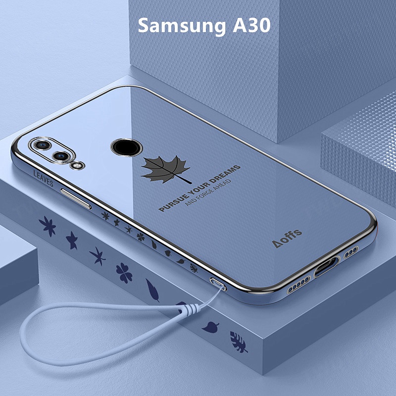 Ốp Lưng Samsung A30 Mạ điện Lá phong Lanyard Mềm Ốp Điện Thoại Samsung Galaxy A30