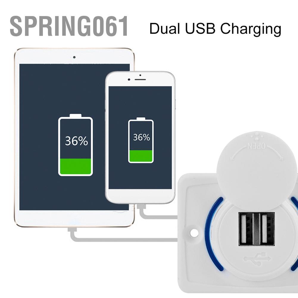 Spring061 Bộ sạc USB sửa đổi ô tô 3.1A với điện thoại cổng kép LED
