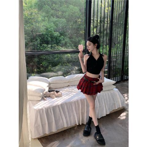 Áo Thun Không Tay Dáng Ngắn Ôm Sát Màu Đen Thời Trang Mùa Hè Cho Nữ