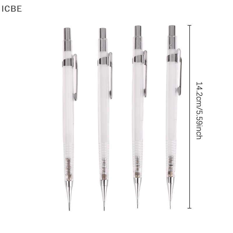 Bút Chì Bấm Cơ Tự Động Ngòi 0.3 0.5 0.7 0.9mm Màu Trong Suốt