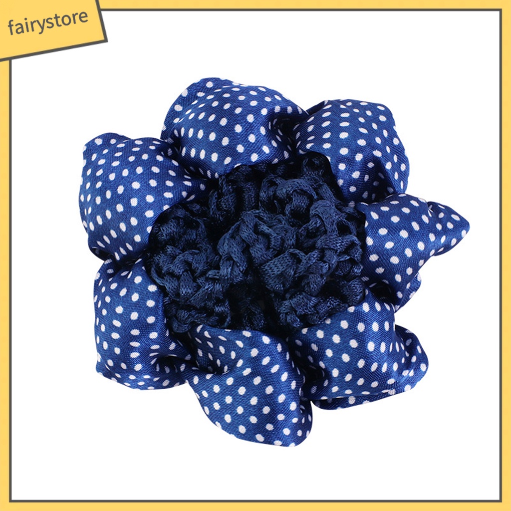 [FRO] Lưới Buộc Tóc Mềm Mại Co Giãn Cao In Họa Tiết Chấm Bi Màu Tương Phản Nhẹ Nhàng Dành Cho Nữ