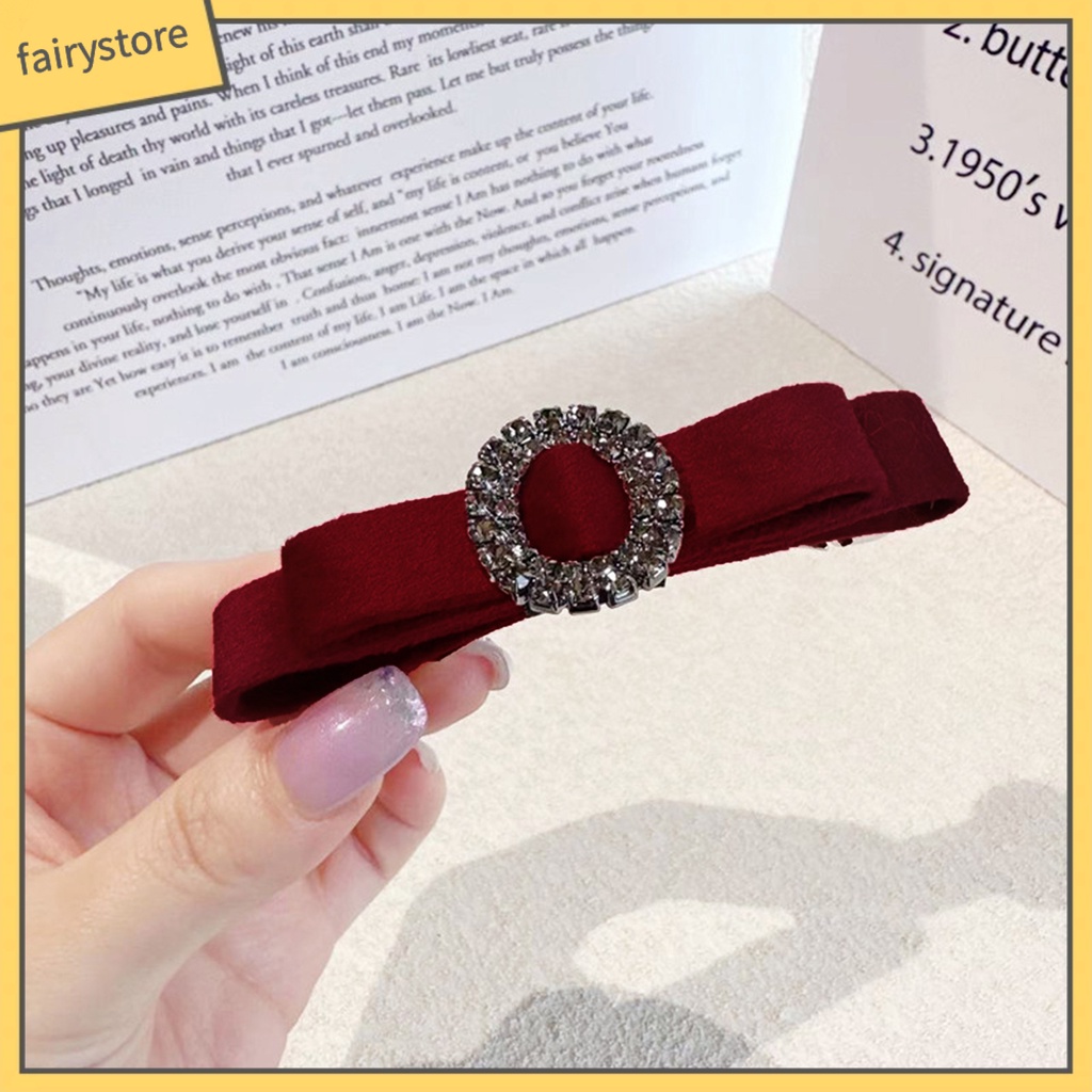 Kẹp Tóc Hình Nơ Đính Đá Hai Lớp Chống Trượt Phong Cách Hàn Quốc