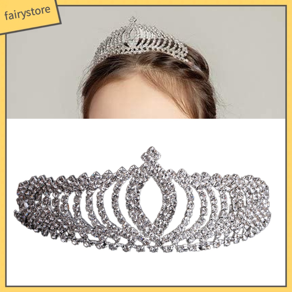 Cài Tóc Hình Vương Miện Đính Đá Lấp Lánh Phong Cách Hàn Quốc Cho Bé Gái