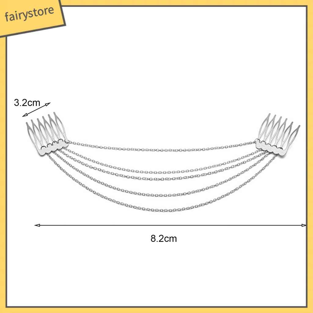 Lược Cài Tóc Bằng Hợp Kim Phối Dây Xích Tua Rua Sang Trọng