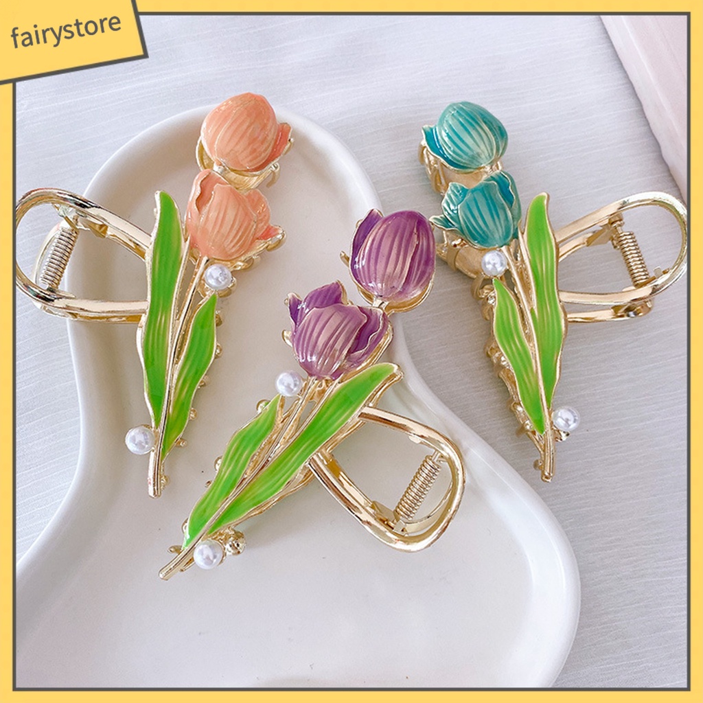 [FRO] Kẹp Tóc Càng Cua Tạo Kiểu Tóc Hoa Tulip Viền Mịn Màng Tinh Tế Cao Cấp Phong Cách Ngọt Ngào Sang Trọng Cho Nữ
