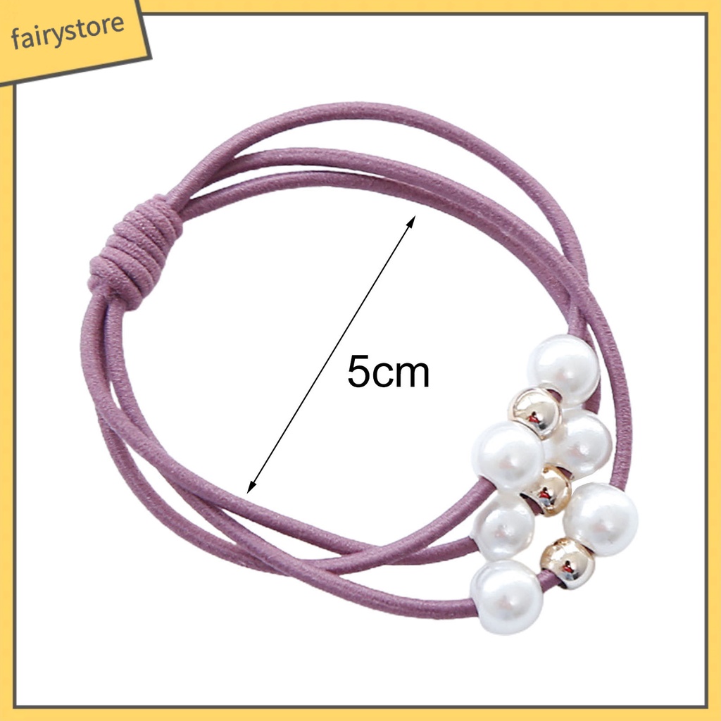 Dây Cột Tóc Cao Su Co Giãn Đính Ngọc Trai Giả Nhiều Lớp