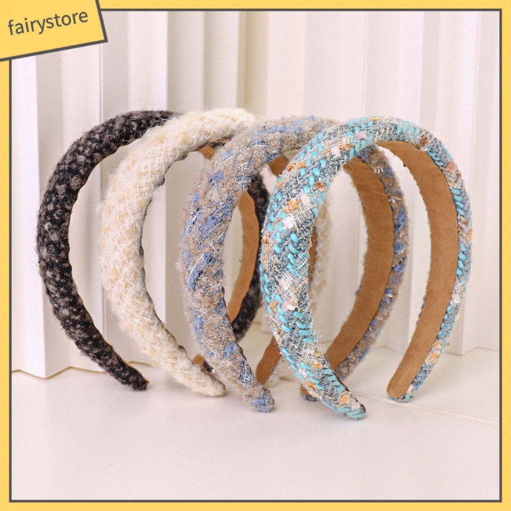 Băng Đô Cài Tóc Họa Tiết Caro Phong Cách Hàn Quốc Ngọt Ngào Cho Nữ