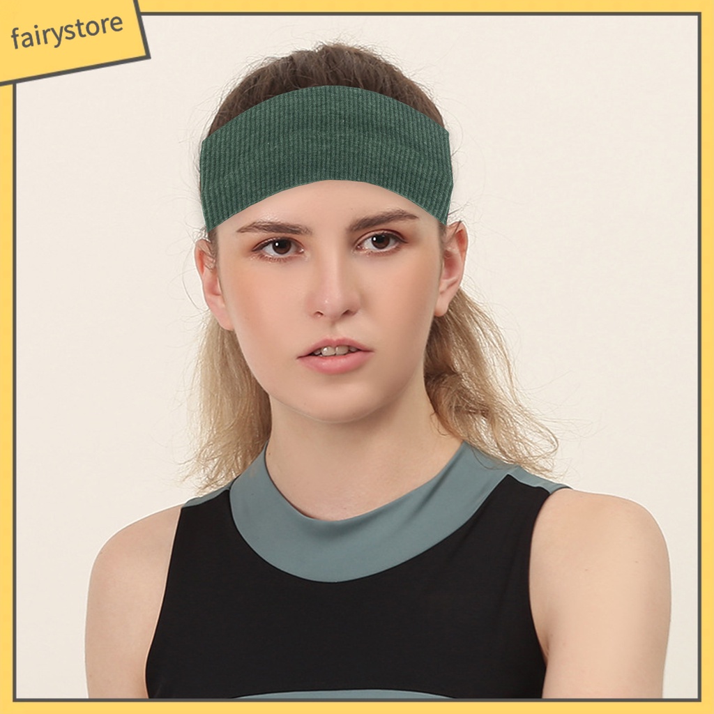 Băng Đô Thể Thao Unisex Bản Rộng Co Giãn Thấm Hút Mồ Hôi Màu Sắc Trơn