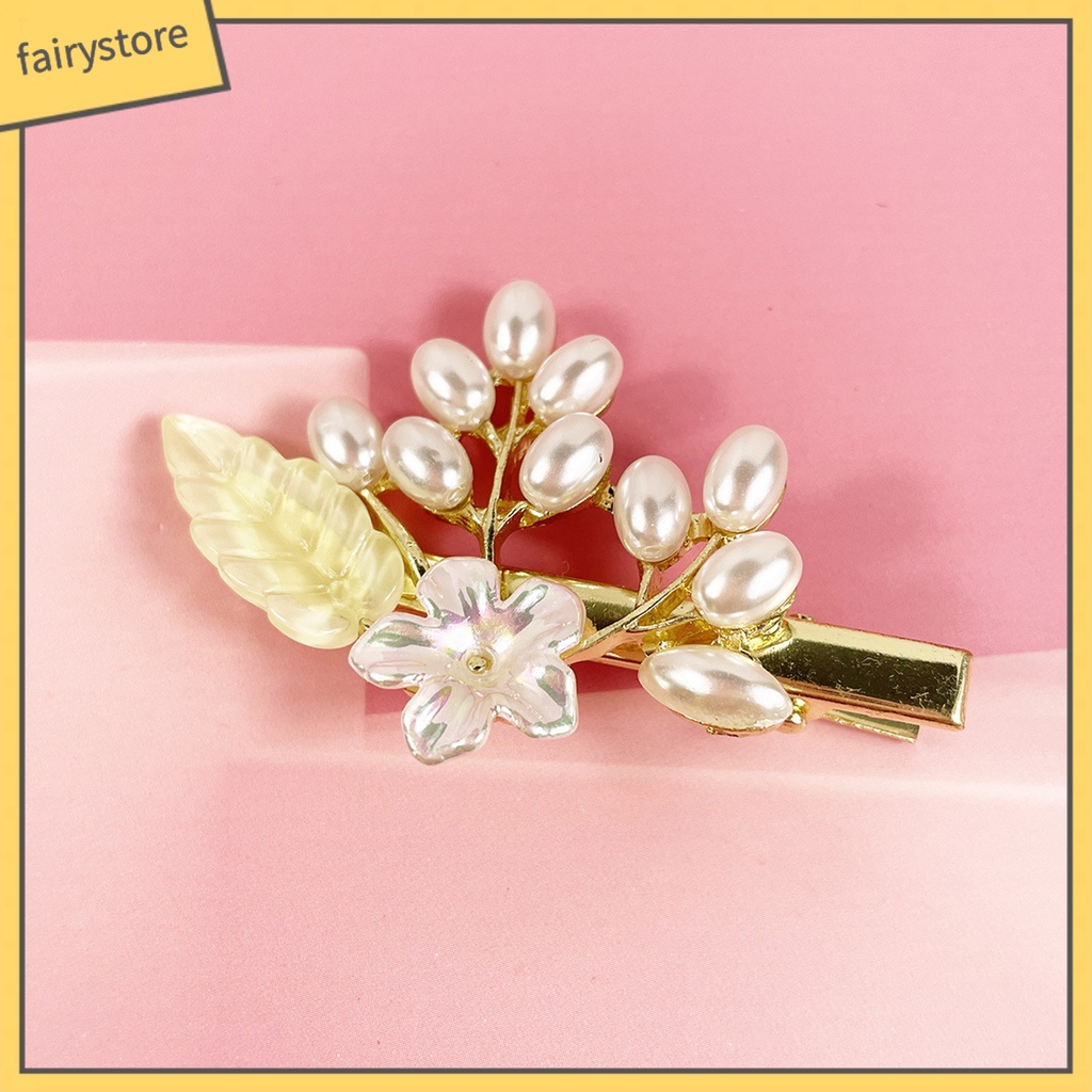 Kẹp Tóc Hoa Đính Ngọc Trai Giả Phong Cách Hàn Quốc Ngọt Ngào Cho Cô Dâu