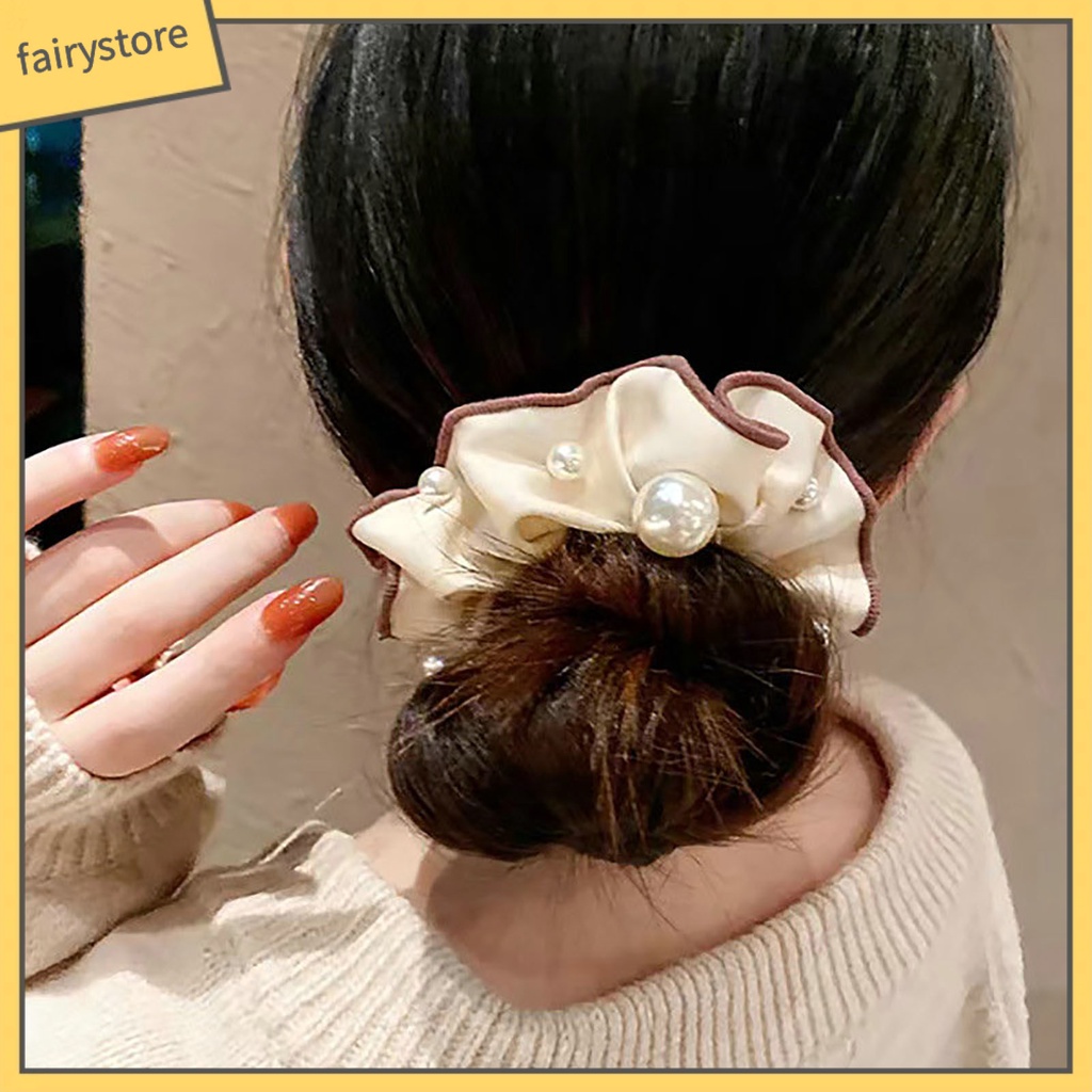 Dây Cột Tóc Co Giãn Đính Ngọc Trai Giả Thanh Lịch Dành Cho Nữ