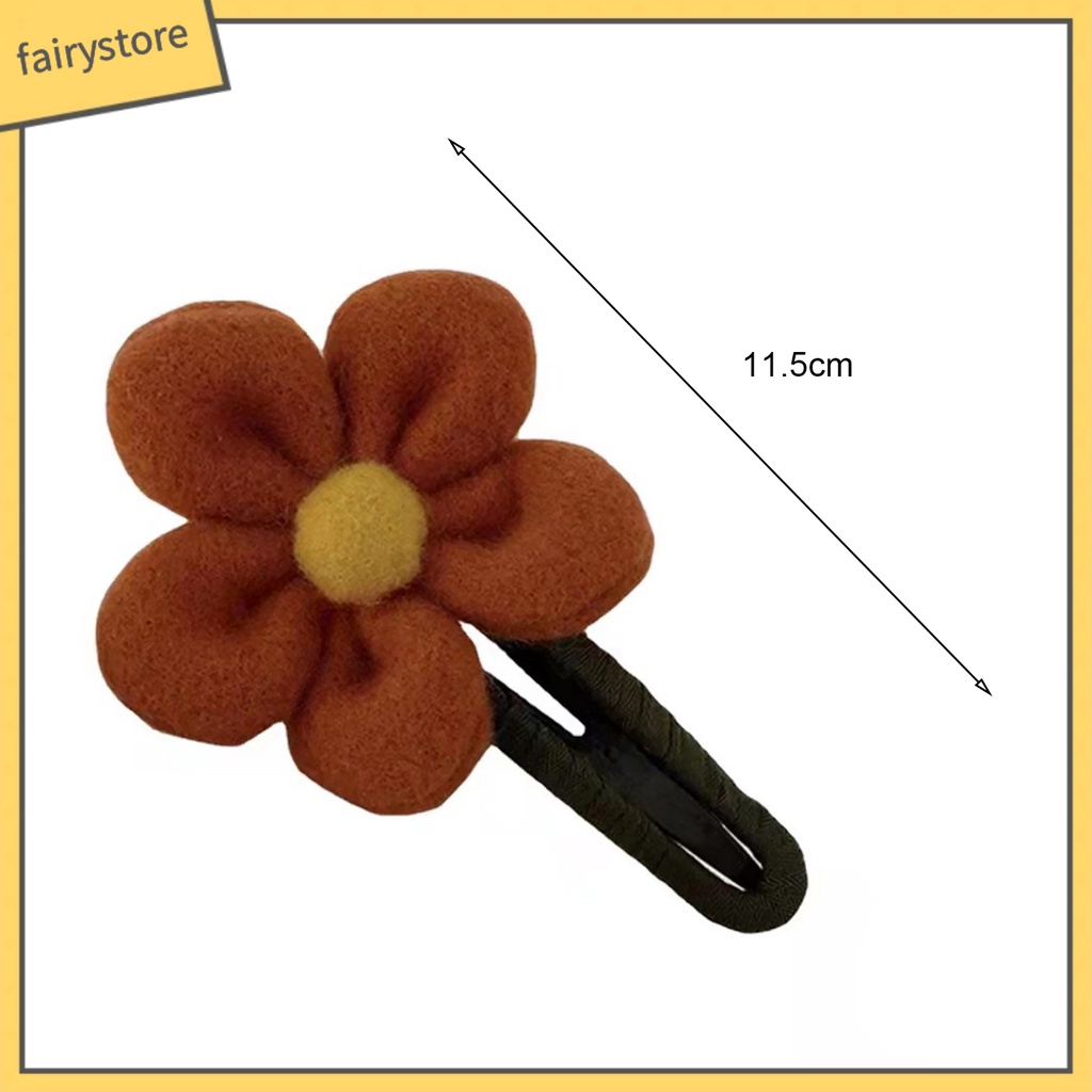 Kẹp Tóc Hình Bông Hoa Màu Trơn Co Giãn Chống Trượt Phong Cách Vintage