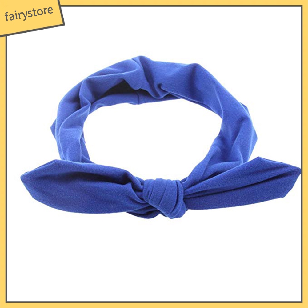 Băng Đô Tai Thỏ Bằng Cotton Co Giãn Dễ Thương Dành Cho Nữ