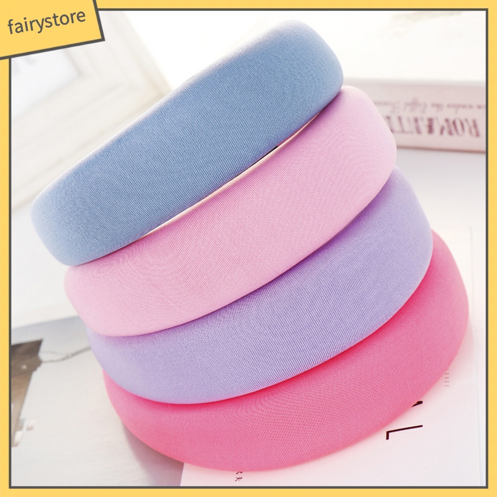 Băng Đô Cài Tóc Bằng Xốp Mềm Màu Trơn Thời Trang Cho Nữ