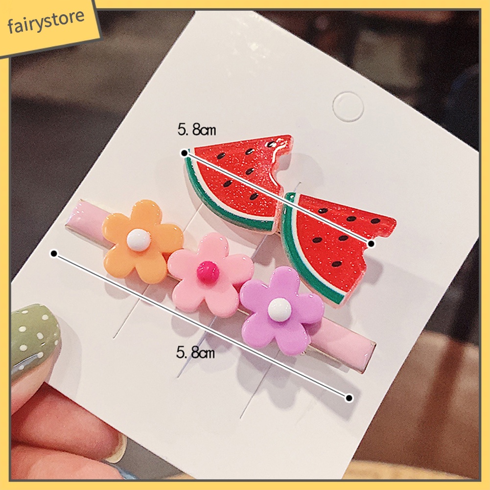 Set 2 Kẹp Tóc Hình Hoa / Trái Cây Dễ Thương Cho Bé Gái