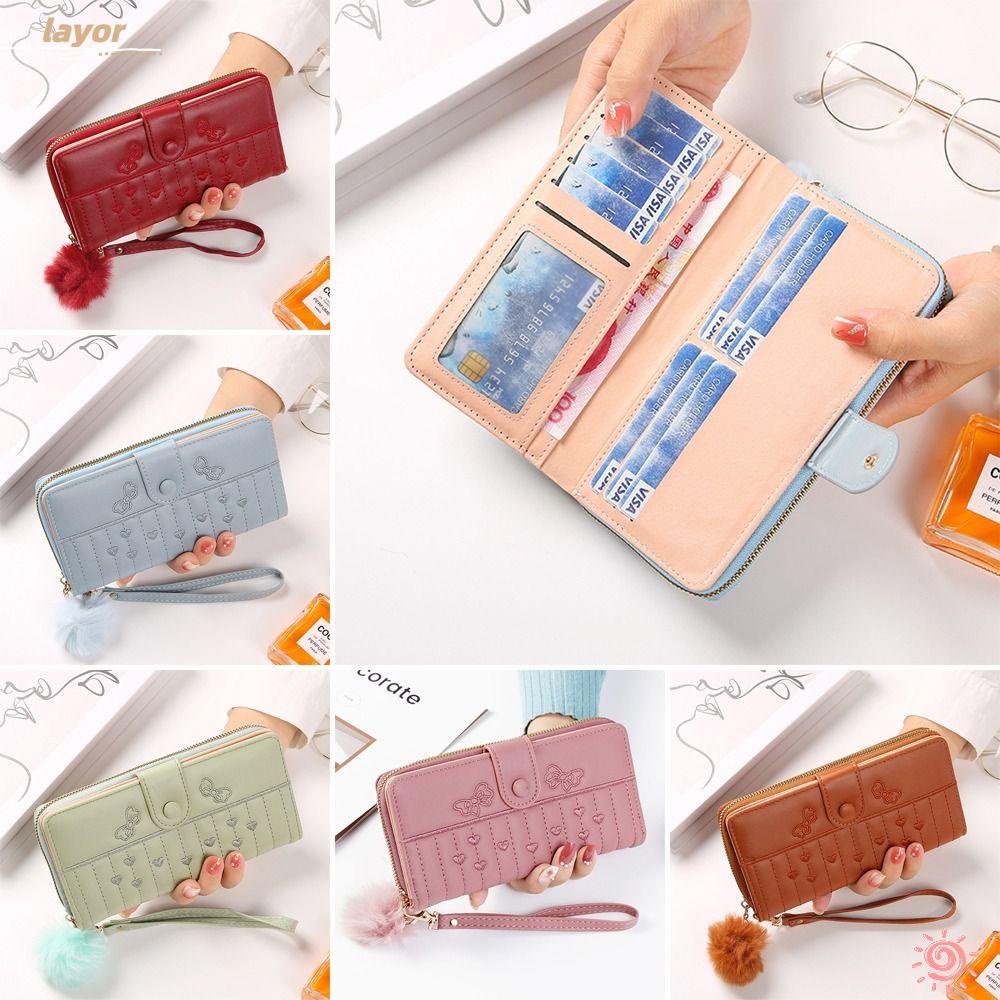 Ốp Điện Thoại Da Kèm Ngăn Đựng Thẻ Có Khóa Kéo Dài Thời Trang Cho Nữ