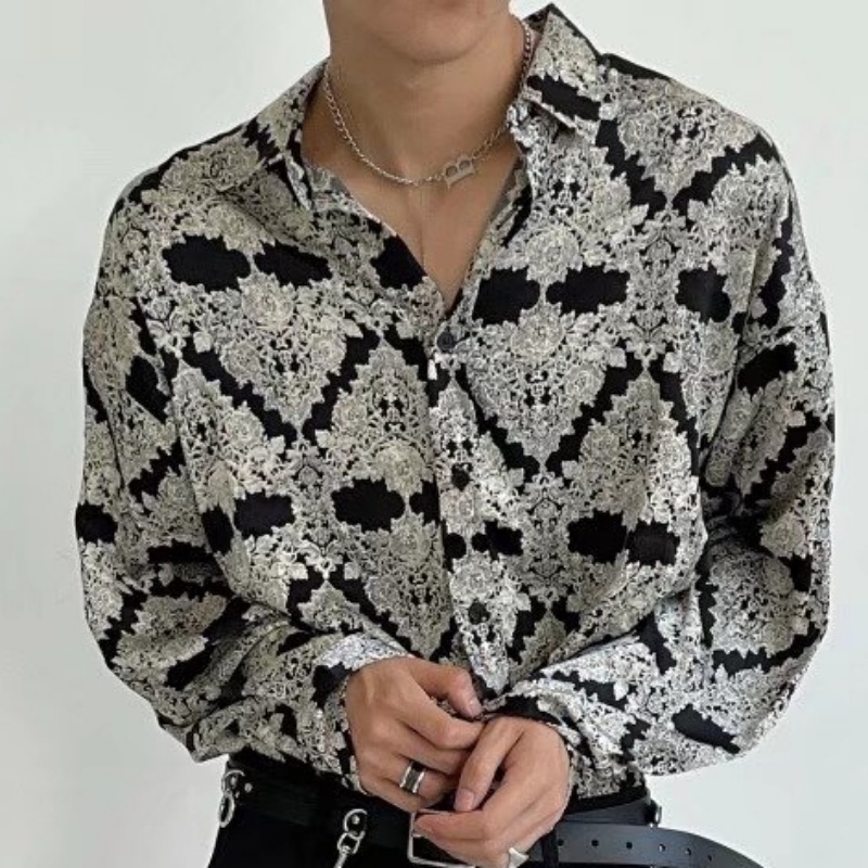 Áo Sơ Mi Dài Tay Họa Tiết Hoa Cao Cấp Thời Trang Theo Phong Cách Pháp Cho Nam