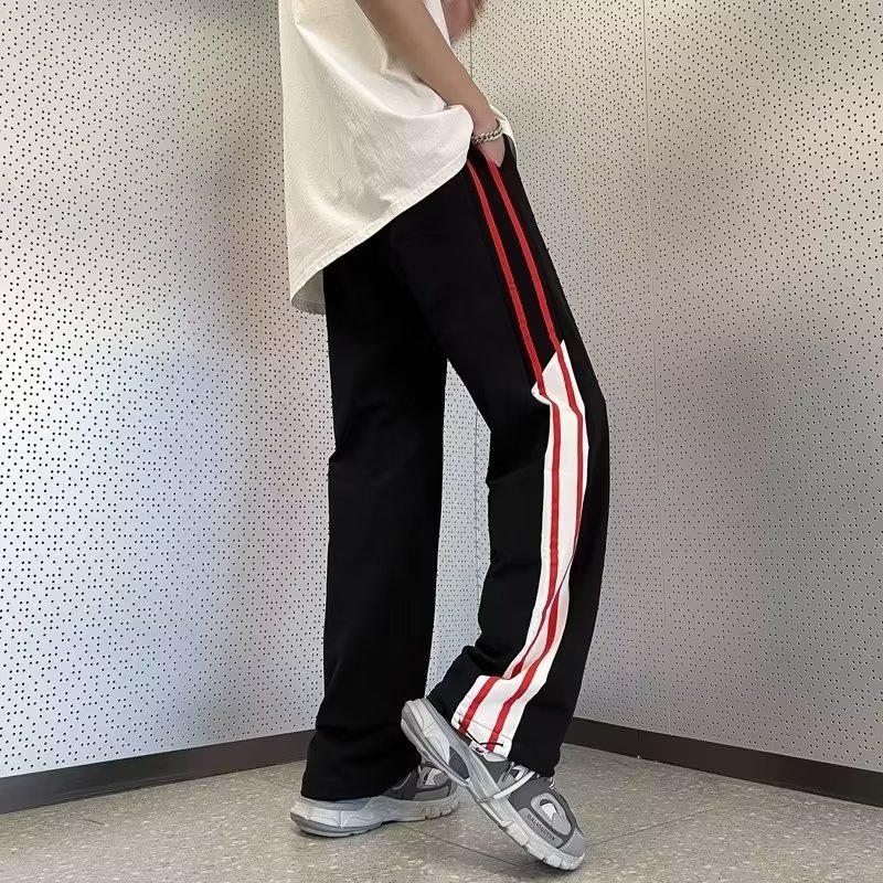 Quần Thể Thao Ống Đứng Kẻ Sọc Thêu Họa Tiết Phong Cách Đường Phố Mỹ Thời Trang Mùa Hè Cho Nam