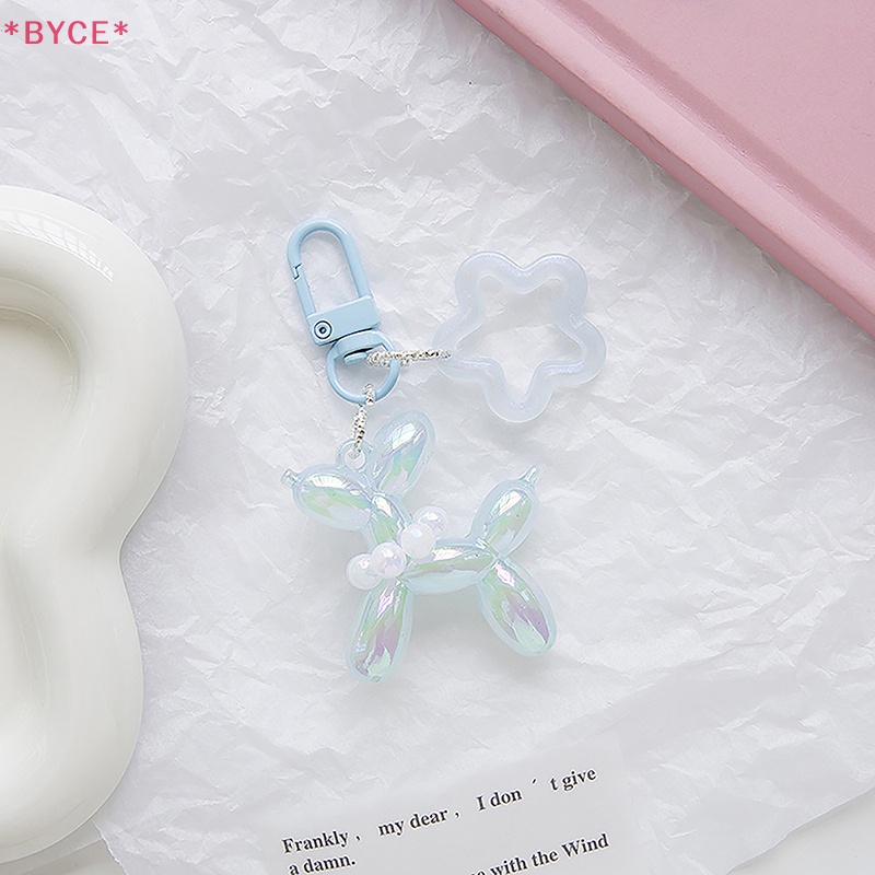 Móc Khóa Hình Chú Chó / Ngôi Sao / Bóng Bay Màu Kẹo Ngọc Trai Bằng Acrylic Dễ Thương Mới