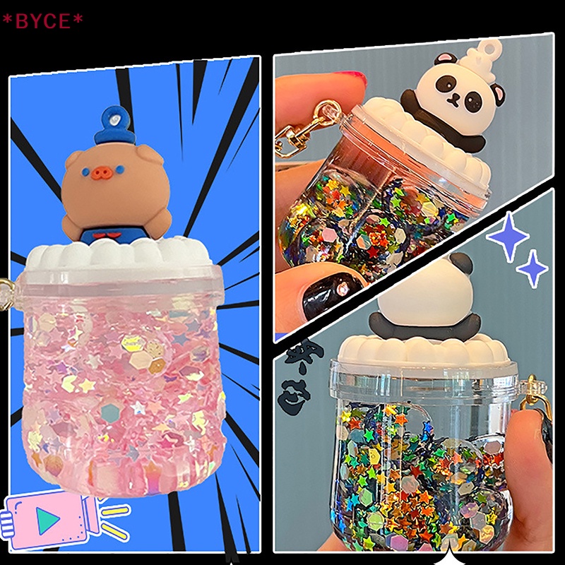 Byce &gt; Móc Chìa Khóa Dạng Cát Chảy Hình Gấu Trúc Hoạt Hình Có Thể Di Chuyển